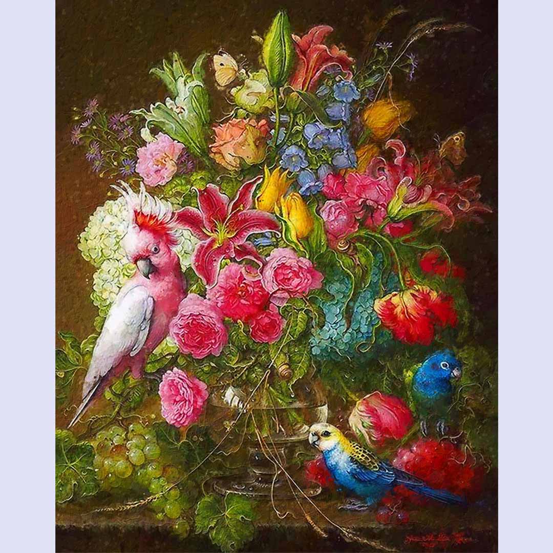 Paint By Numbers - Parrot and Flower