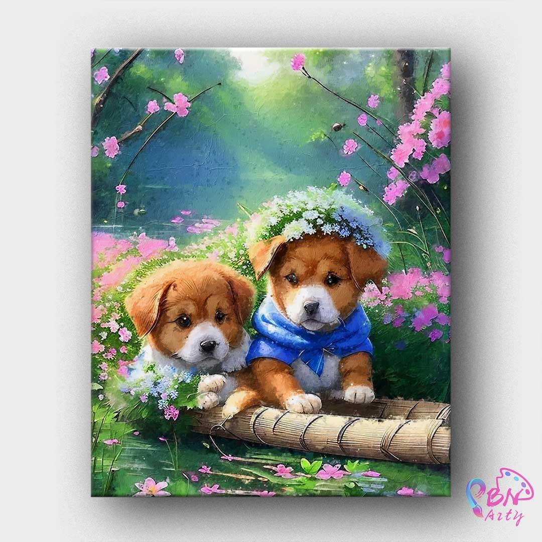 Paint By Numbers -Two Puppies