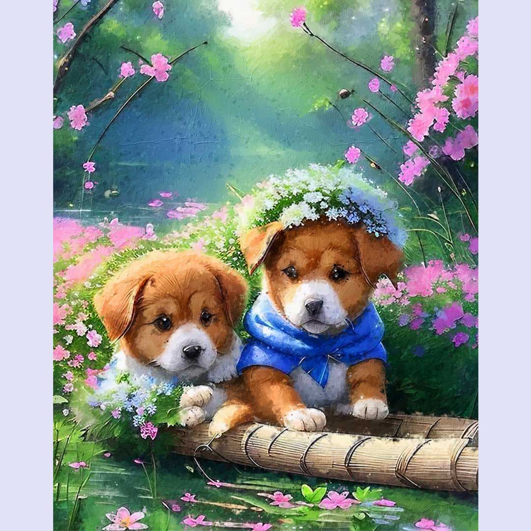 Paint By Numbers -Two Puppies