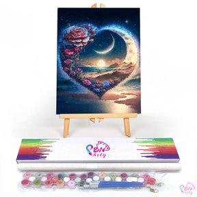 Paint By Numbers -Love Moon Rose Beach