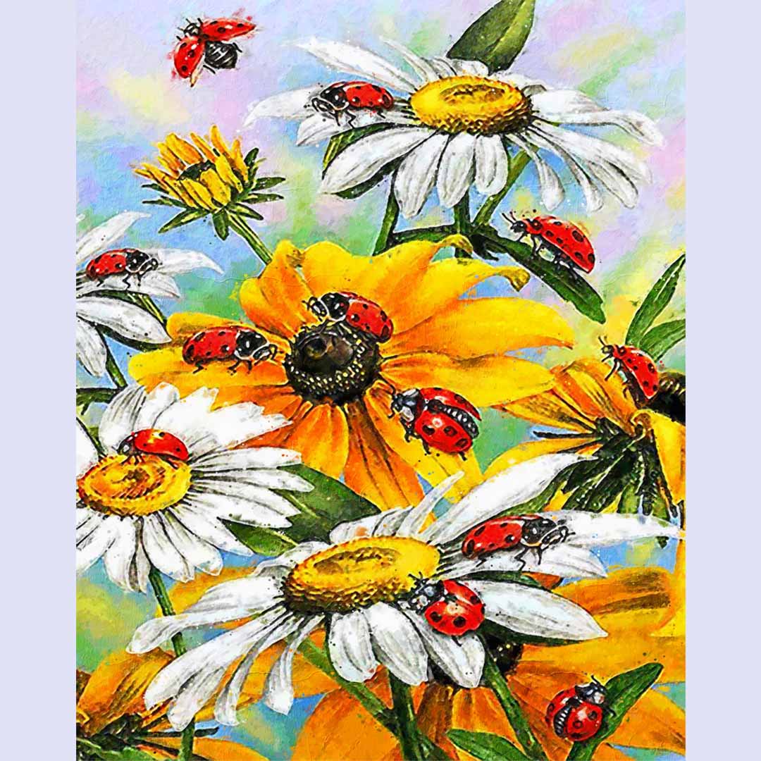 Paint By Numbers -Sunflower and Insects