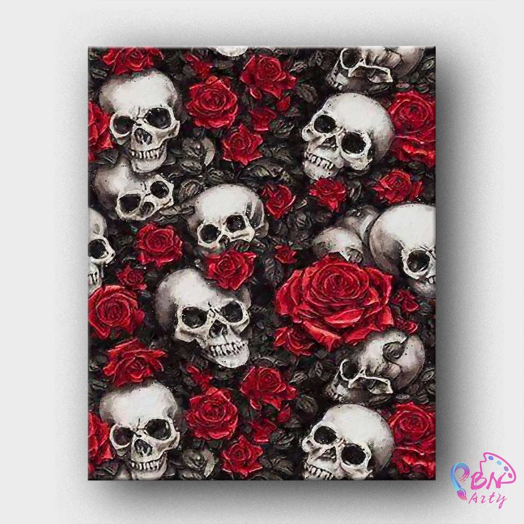 Paint By Numbers -Skull and Roses