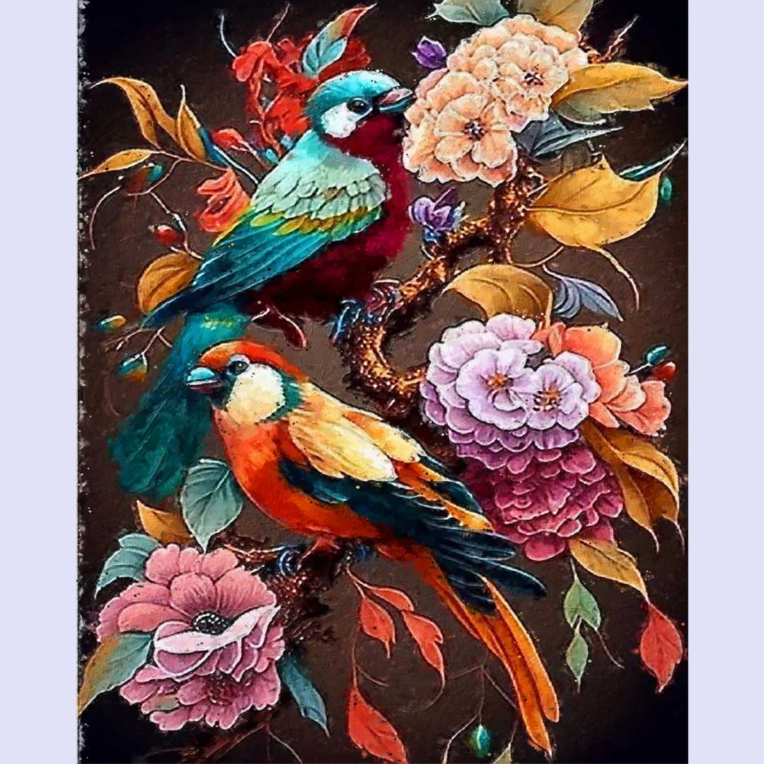 Paint By Numbers -Bird and Flowers