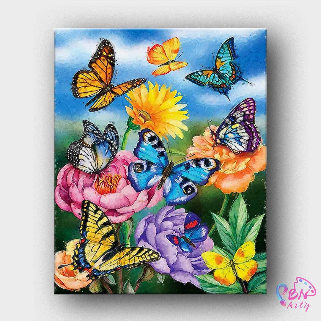 Paint By Numbers - Flower and Butterfly