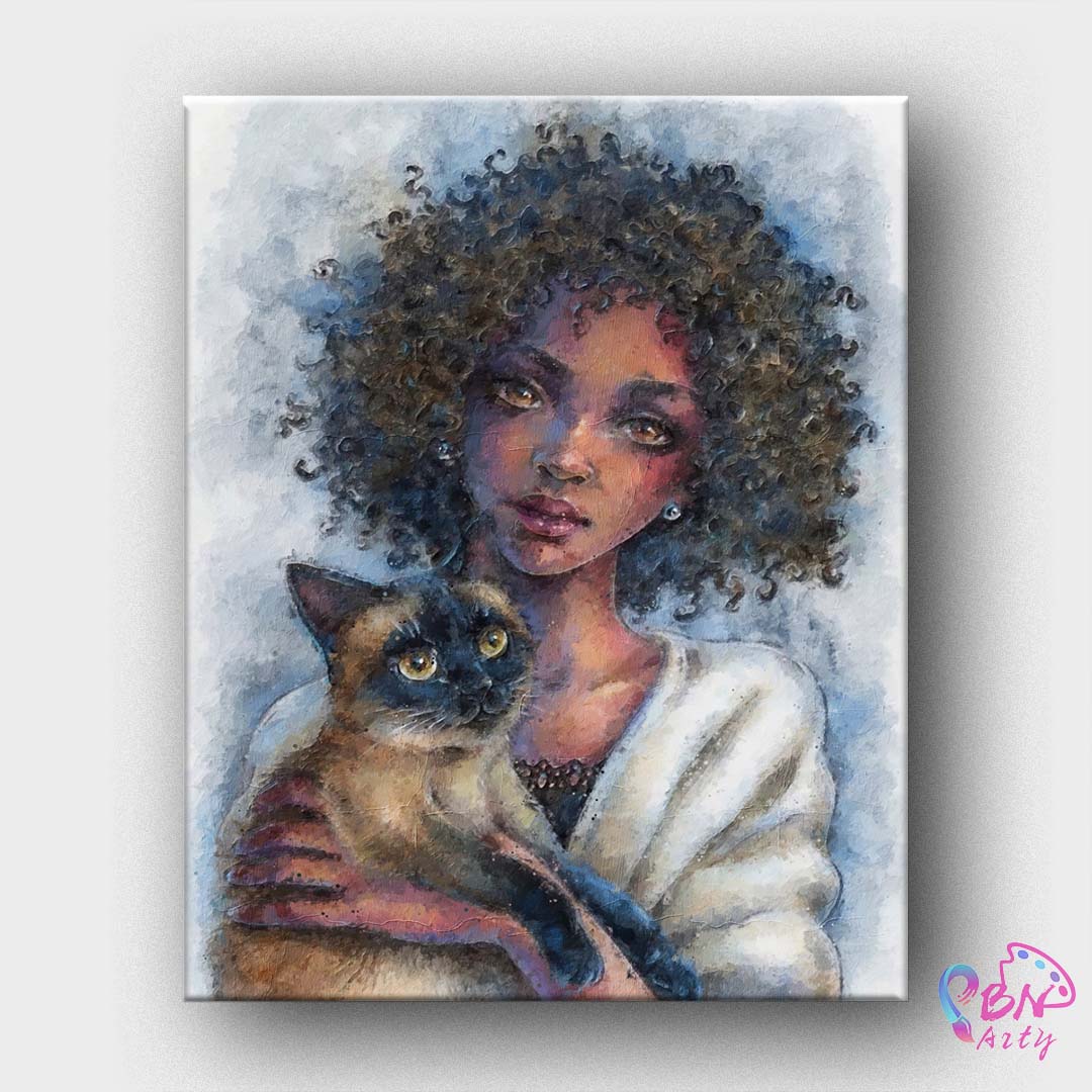 Paint By Numbers -Girl and cat