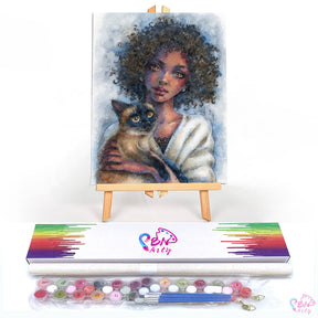 Paint By Numbers -Girl and cat