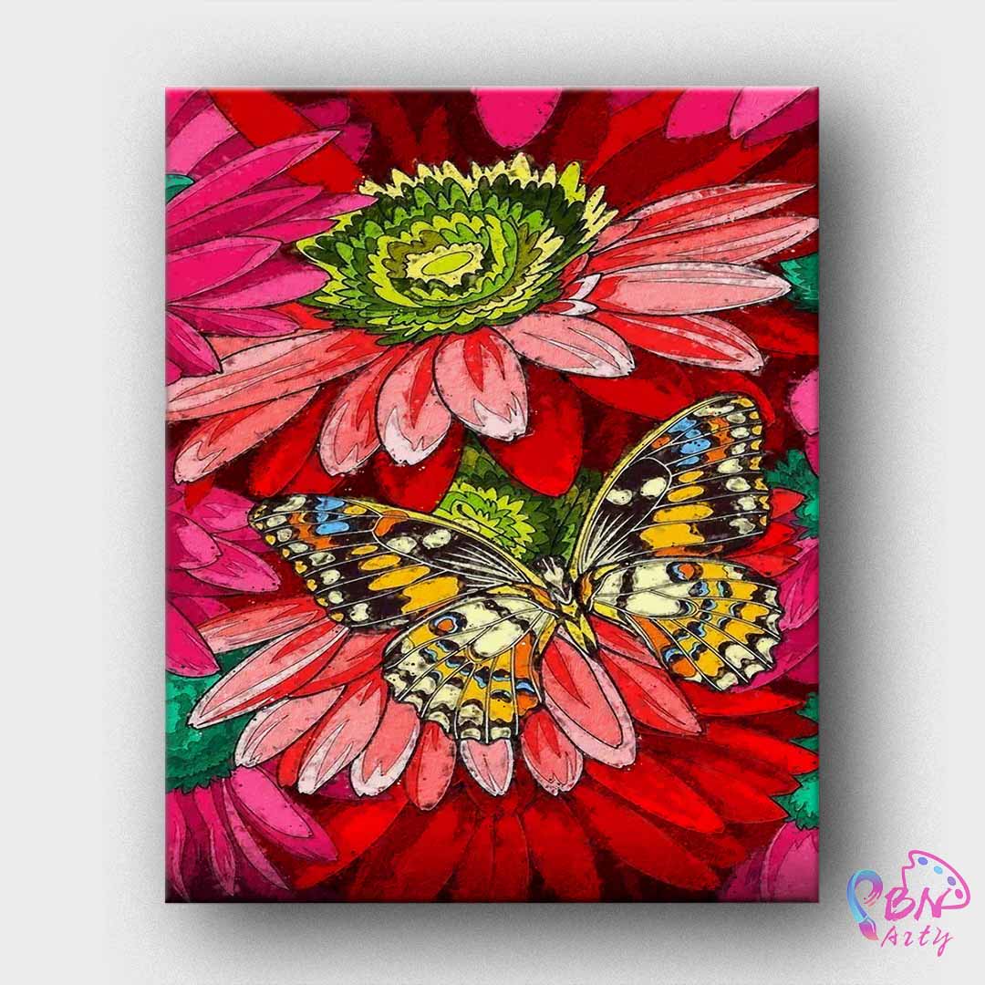 Paint By Numbers -Flowers and Butterfly