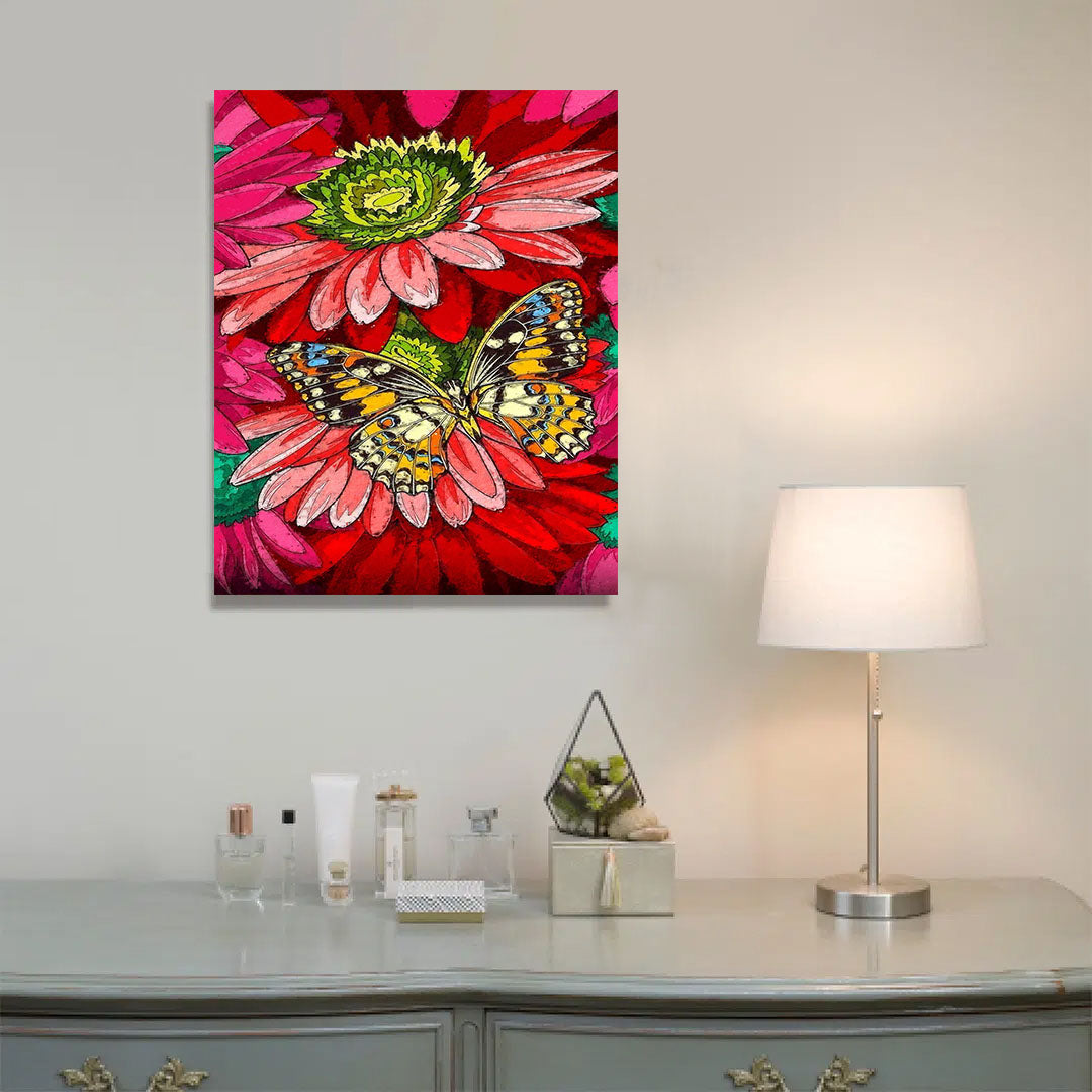 Paint By Numbers -Flowers and Butterfly