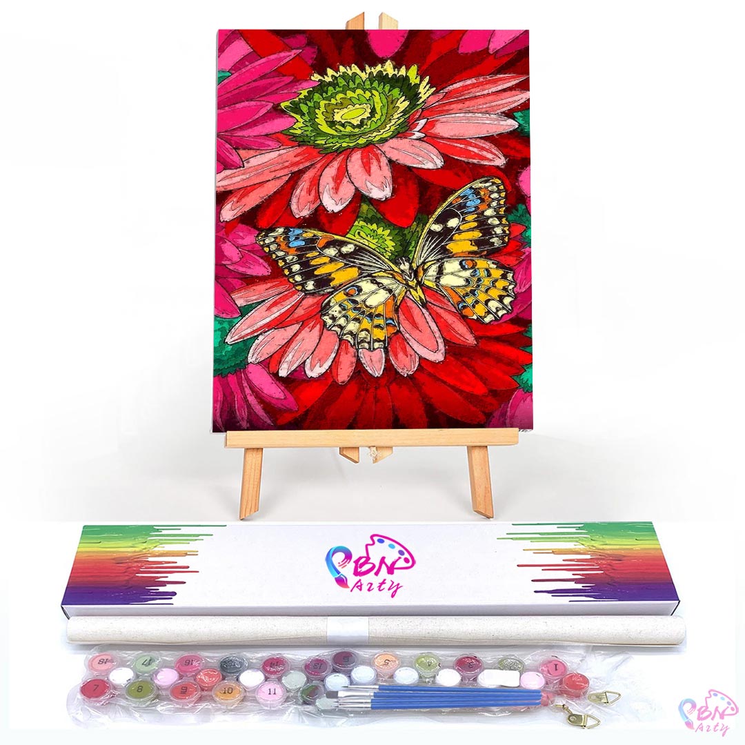 Paint By Numbers -Flowers and Butterfly