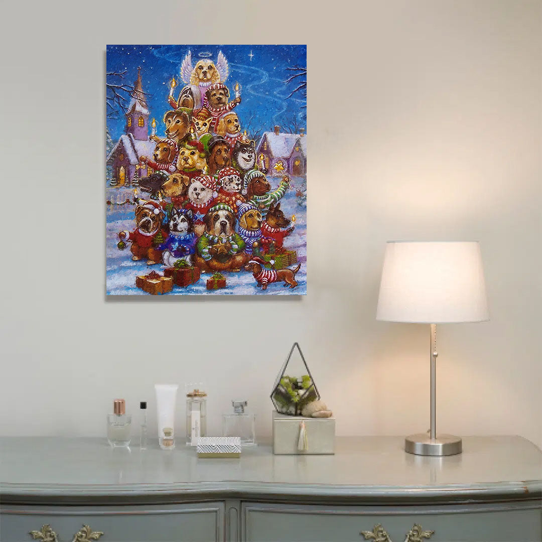 Paint By Numbers -Dogs Christmas Tree