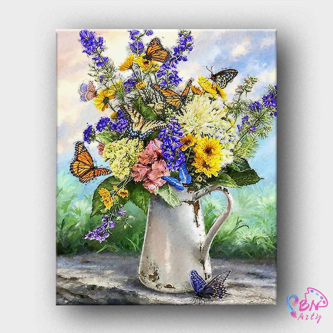 Paint By Numbers -Flowers and Butterflies