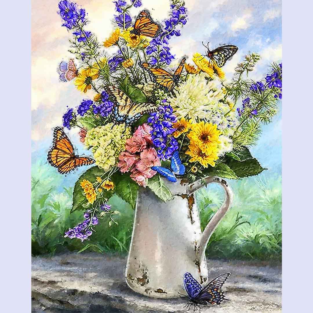 Paint By Numbers -Flowers and Butterflies