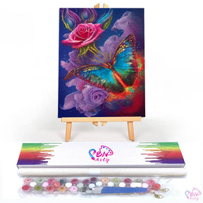 Paint By Numbers -Butterfly and Rose