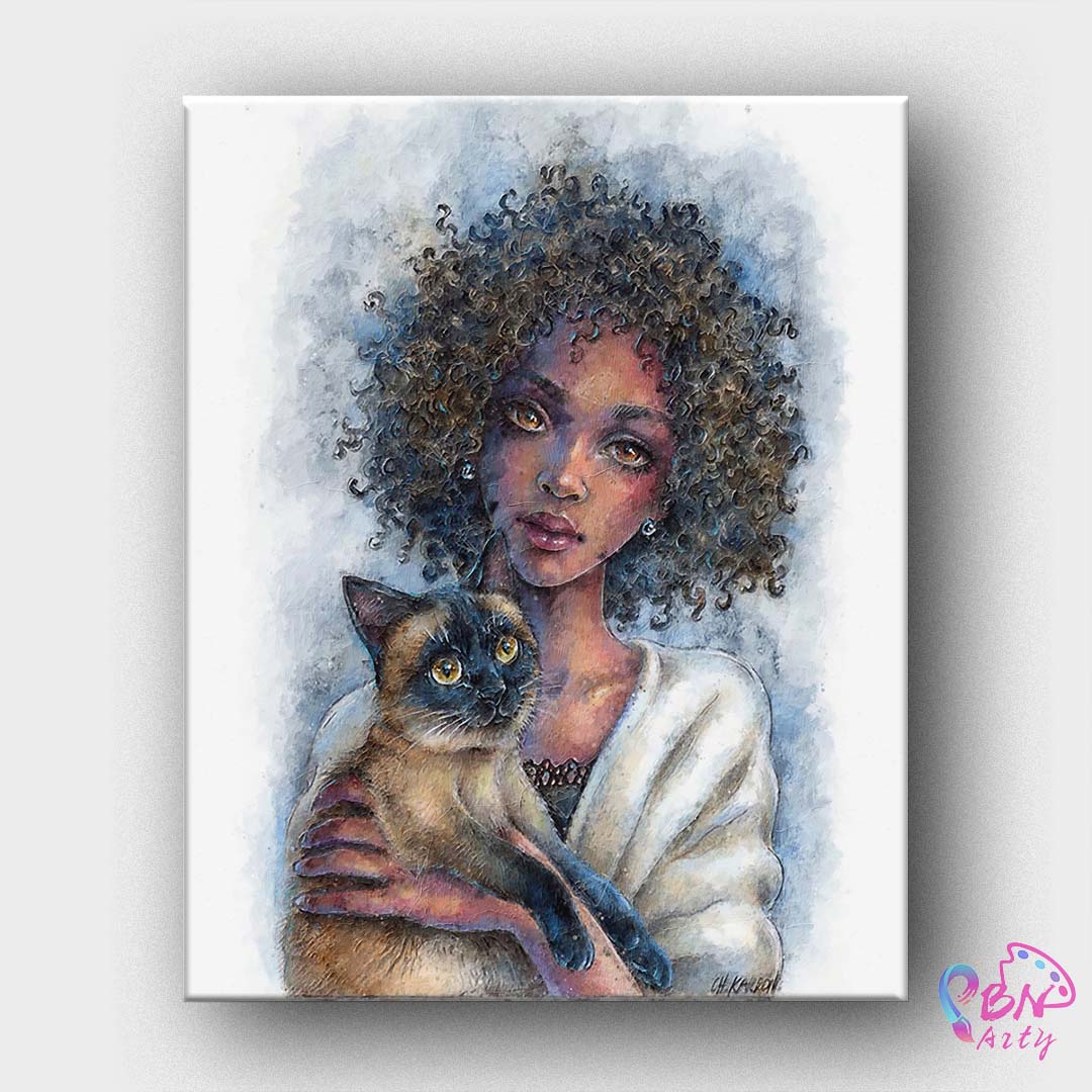 Paint By Numbers -Woman and Cat