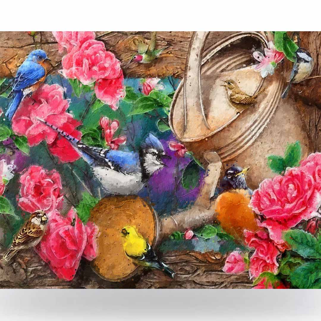 Paint By Numbers -Flowers and Bird