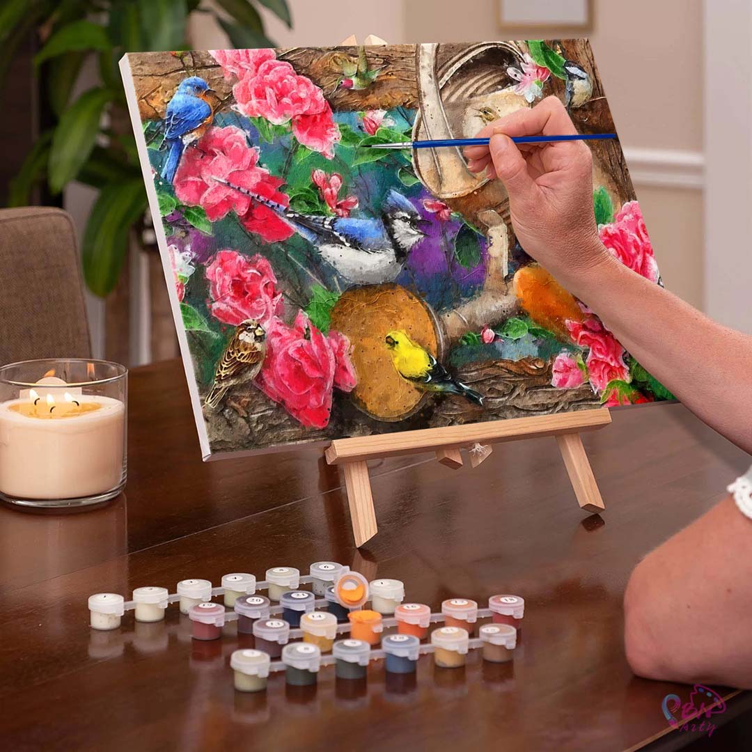 Paint By Numbers -Flowers and Bird