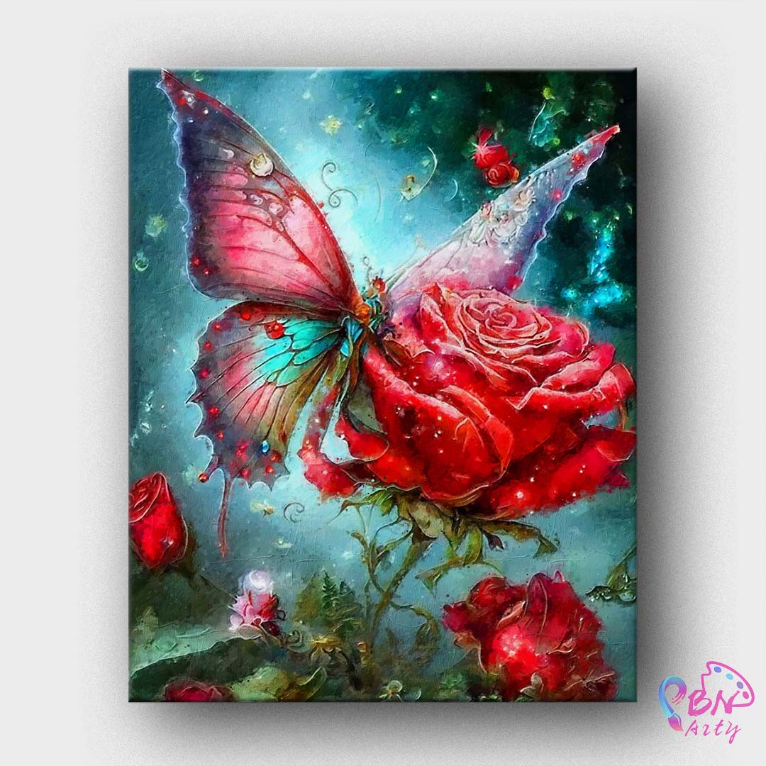 Paint By Numbers -Butterfly and Rose