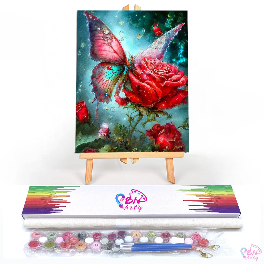 Paint By Numbers -Butterfly and Rose