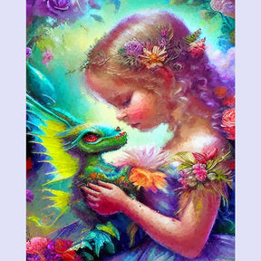 Paint By Numbers -Girl and Dragon