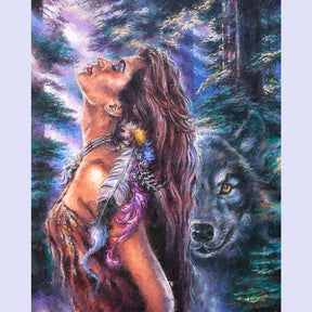 Paint By Numbers -Girl and Wolf