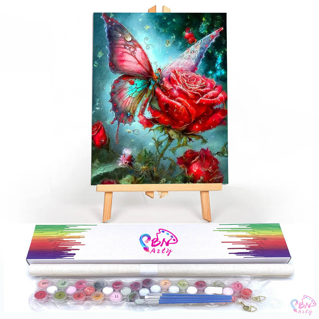 Paint By Numbers - Rose and Butterfly